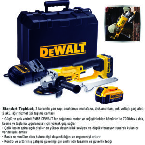 DCG412M2-QW DEWALT AVUÇ TAŞLAMA 18V 4AH 125MM LI-İON AKÜ