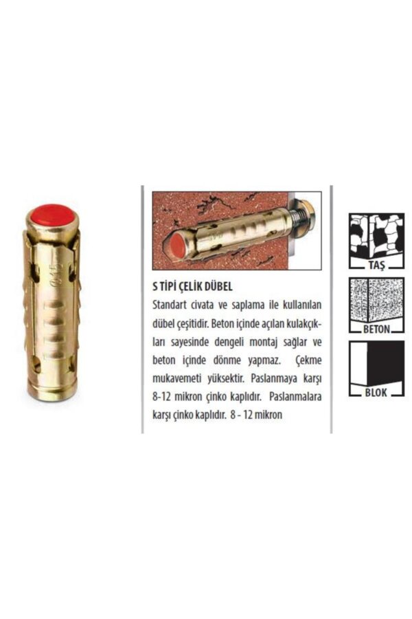 MASTER ÇELİK DÜBEL S TİPİ ÇEKMELİ 8 MM