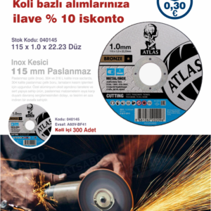 ATLAS İNOX KESME TAŞI BRONZE DÜZ 115X1,0X22,23