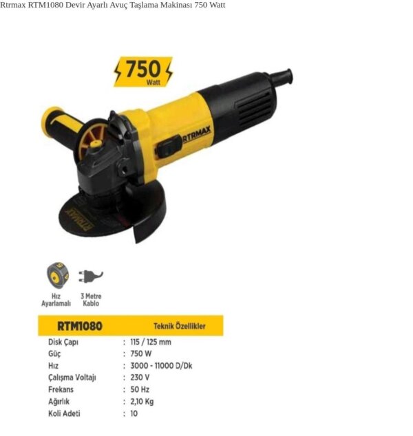 RTM1080 TAŞLAMA MAKİNASI 115/125MM