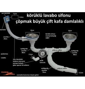 ÇÖPMAK BÜYÜK KAFALI ÇİFTLİ TAŞMALI EVYE SİFONU 1195