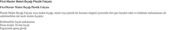 MASTER MAKET BIÇAĞI PLASTİK 18 MM
