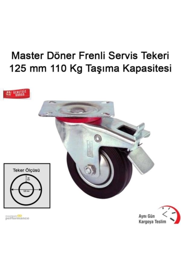MASTER SERVİS TEKER DÖNER FRENLİ 125 X 40 CM