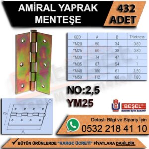 AMİRAL YAPRAK MENTEŞE NO:2,5 ( 24 ADET )