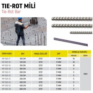 TİE-ROT MİLİ 17 MM 100 CM