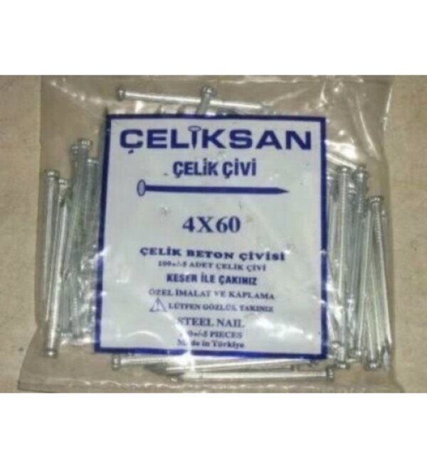 ÇELİKSAN ÇELİK ÇİVİ BEYAZ OLUKLU 4 X 60