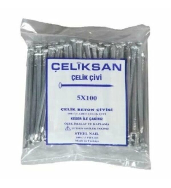 ÇELİKSAN ÇELİK ÇİVİ BEYAZ OLUKLU 5 X 100